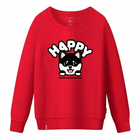 Ohlyah品牌冬季2023加绒厚圆领卫衣印花小狗情侣女装大码学生上衣商品大图