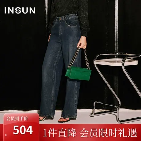 [丹宁艺术]恩裳COVER2023秋装复古天丝棉混纺立裁洗水直筒牛仔裤图片