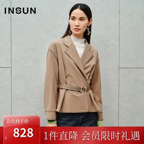 恩裳2023秋季新款亮丝点缀箱型女士短外套经典格纹小香风商品大图