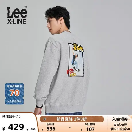 【预售】LeeXLINE23秋冬新品舒适版海报印花圆领男长袖卫衣潮流商品大图