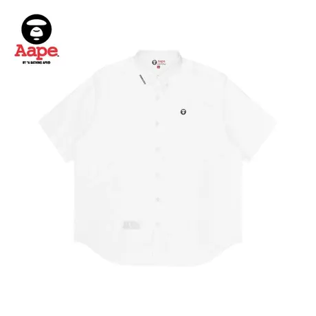 Aape旗舰店男装春夏猿颜纯色简约印花休闲短袖衬衫8400XXI商品大图