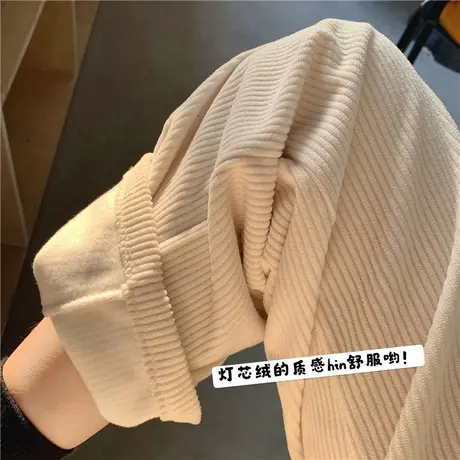 灯芯绒阔腿裤女2023秋冬高腰垂感休闲直筒加绒雪尼尔裤条绒拖地裤图片