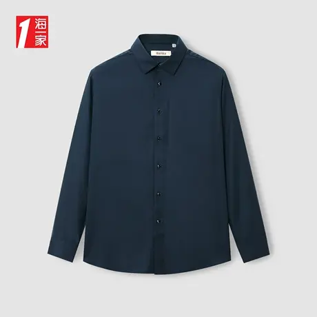 海一家保暖含羊毛长衬2023秋季新款商务休闲中年男士长袖衬衫图片