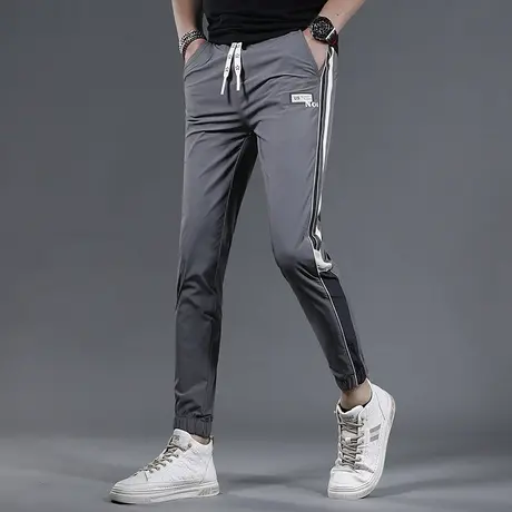 裤子男款休闲裤2023新款夏季冰丝修身小脚男士运动裤卫裤潮牌痞帅商品大图