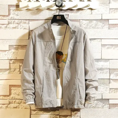 2023夏季休闲透气薄款防晒衣服夹克男装ins潮牌韩版百搭立领外套商品大图