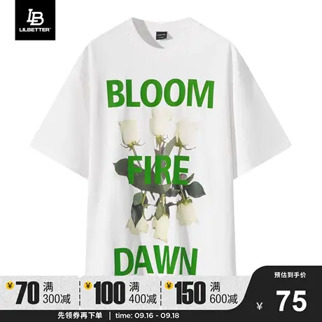 Lilbetter美式复古短袖纯棉高端t恤设计感半截袖字母上衣印花体恤商品大图