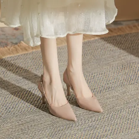气质单鞋女细跟2023年夏季新款尖头高跟鞋软皮百搭浅口职业工作鞋图片
