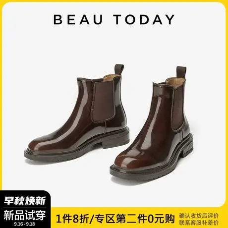 BeauToday切尔西短靴女法式小踝靴BT2023新款秋季烟筒靴女马丁靴图片