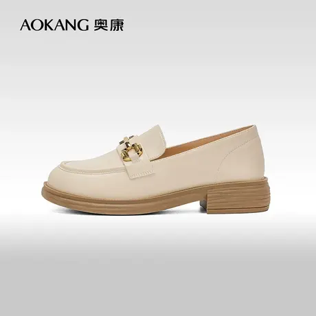 【门店发货】奥康女鞋 春秋季休闲时尚乐福鞋单鞋皮鞋英伦图片