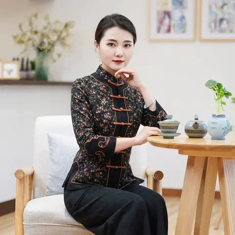 筠雅新中式国风唐装2024新款女装日常旗袍高端上衣2024新款24J136商品大图