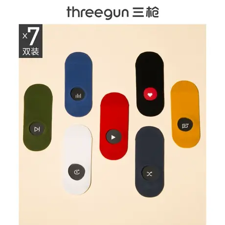 [网易云音乐联名]三枪情侣袜子夏季精梳棉ins潮短袜船袜女薄7双商品大图