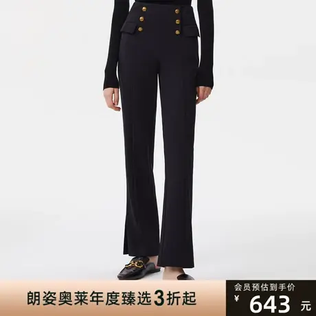 朗姿2023夏季新款纽扣装饰通勤风简约大气女式西装裤商品大图