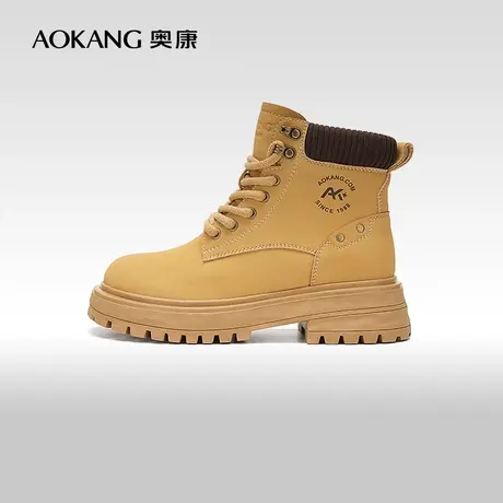 【门店发货】奥康女鞋 冬季新款时尚工装靴短靴经典马丁靴图片