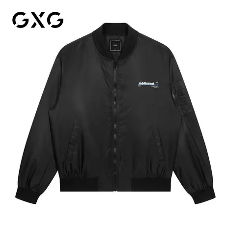 【特价】GXG男装 冬季潮流百搭黑色棒球领短款棉服GY107103GV图片