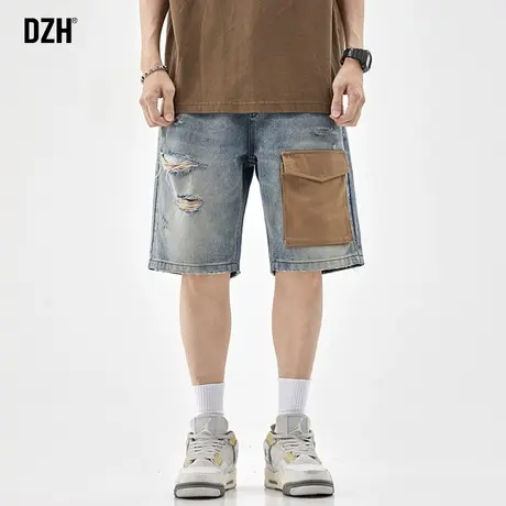 男士破洞牛仔短裤男潮牌宽松2023新款五分裤夏季工装裤子休闲百搭商品大图