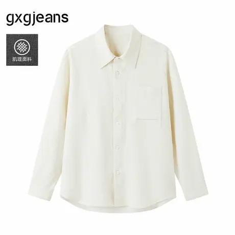 gxg.jeans男装  米白泡泡纱肌理简约休闲长袖衬衫外套男 25夏新品商品大图