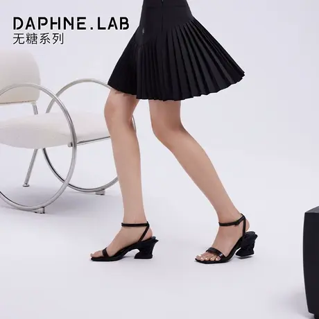 DAPHNELAB达芙妮无糖3D打印高跟凉鞋女2024新款黑色粗跟时装凉鞋图片