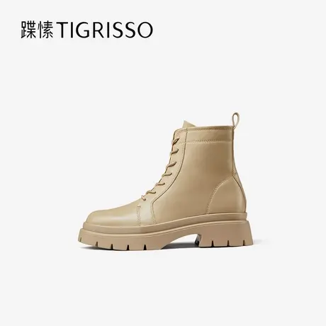 蹀愫圆头短靴齿轮厚底防水羊皮7孔英伦马丁靴TA32732-53图片