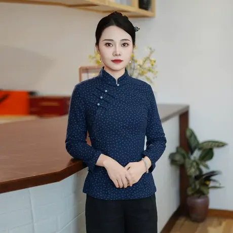 筠雅秋季新款中国国风上衣收腰显瘦上衣时尚气质唐装上衣女24J297商品大图