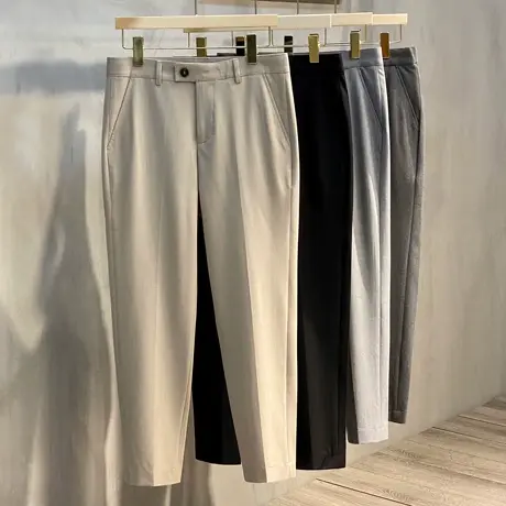 丝光抗皱2023年春秋新款男士小西裤商务休闲 韩版修身休闲九分裤商品大图