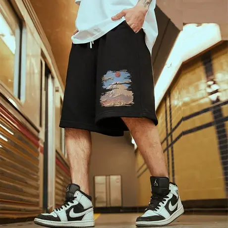 夏季宽松短裤男潮牌休闲裤纯棉运动裤加肥加大五分裤大码篮球裤男图片