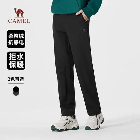 骆驼男装直筒休闲裤男士2025新款冬加绒保暖户外防泼水梭织软壳裤商品大图