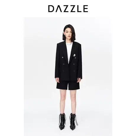 DAZZLE地素奥莱23春季新款黑色简约通勤宽松休闲西装短裤休闲裤图片