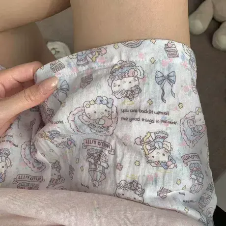 夏季可爱卡通爱心蝴蝶结Kitty日系家居短裤宽松遛弯有口袋可外出图片