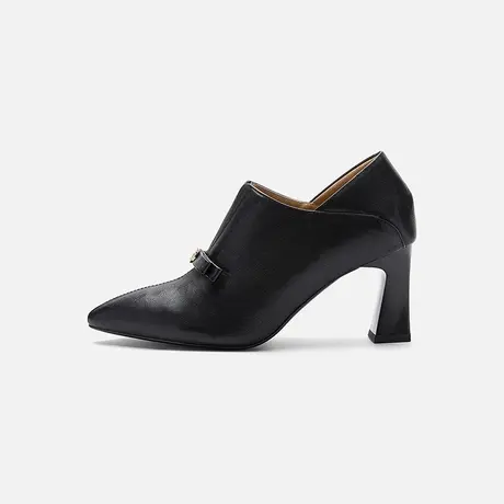 Nine West/玖熙2025秋季新款粗跟深口单鞋尖头皮鞋高跟鞋通勤女鞋图片