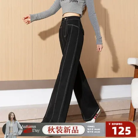 唐狮2025秋冬新款女休闲裤直筒韩版复古明线设计感休闲百搭裤子图片