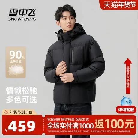 雪中飞2026春新款羽绒服男士都市时尚休闲简约连帽百搭面包服图片