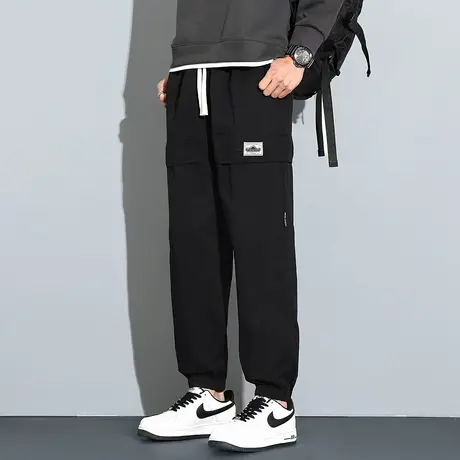 唐狮春秋季新款男休闲束脚裤宽松潮流工装裤口袋简约直筒长裤子TE商品大图