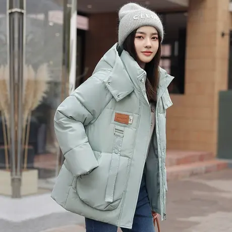 羽绒棉服女短款2023新款韩版宽松小个子棉袄连帽加厚棉衣冬季外套图片