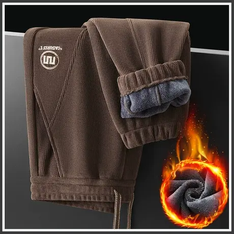 男装保暖束脚加厚运动卫裤冬季2023年新款保暖抓绒休闲裤子秋冬款商品大图