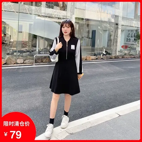 2023年秋季新款休闲简约针织弹力气质减龄显瘦宽松胖MM大码连衣裙商品大图