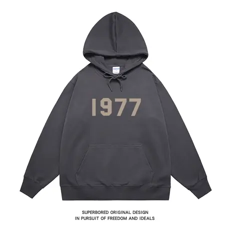 美式复古休闲1977字母印花连帽卫衣男士秋季新款宽松休闲套头帽衫商品大图