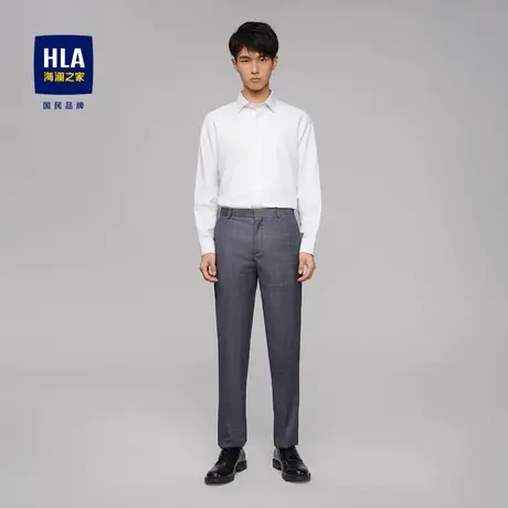 HLA/海澜之家2023商务绅士长袖正装衬衫尖领纯色白衬衣男图片