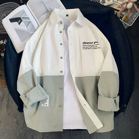 男士长袖衬衫潮流男装2023春秋夏季新款衬衣休闲情侣春装上衣外套商品大图