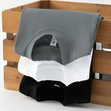 重磅纯棉长袖t恤男装2024新款半高领内搭打底衫纯色中领秋衣小衫商品大图