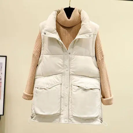 羽绒棉马甲女外搭韩版宽松2023新款秋冬马夹加厚短款背心坎肩外套图片