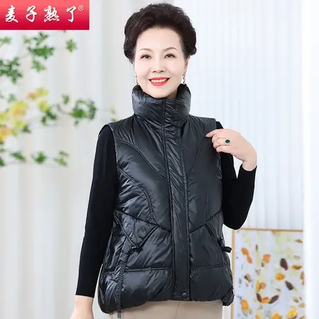 妈妈冬装羽绒棉秋马甲加厚阔太太洋气秋冬保暖连帽马夹中老年女装图片