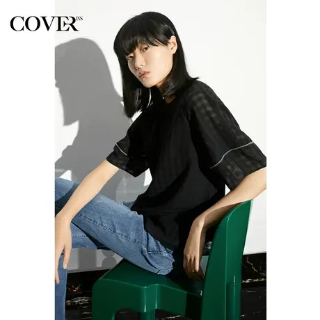 COVER夏季绞综提花人丝立体袖衬衫商品大图