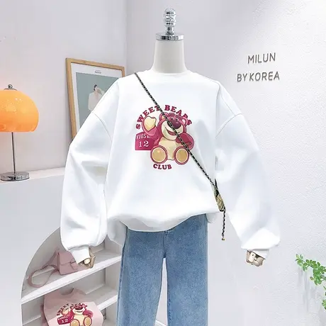 2023春新款时髦洋气上衣韩国东大门ins甜美小熊长袖卫衣欧货休闲商品大图