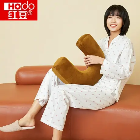 红豆纯棉睡衣女士长袖印花居家服全棉大码休闲春夏季薄款家居服女商品大图