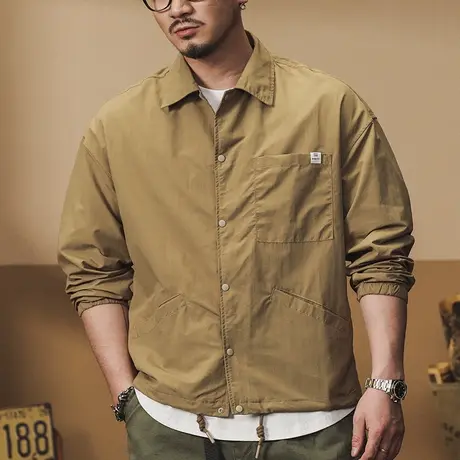 外套男春秋百搭长袖工装衬衫休闲春秋季男装外套时尚教练服图片