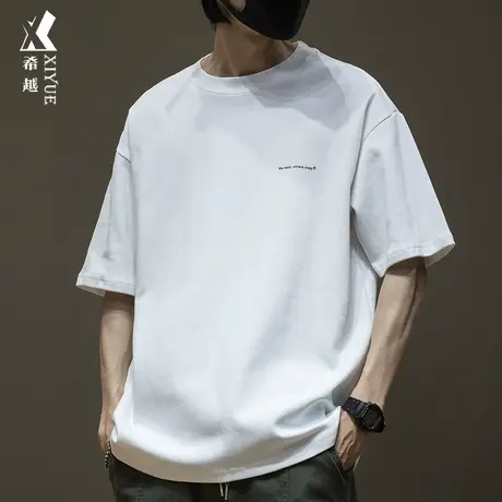 潮牌重磅短袖t恤男半袖上衣男士宽松大码夏季日系男装内搭打底衫商品大图