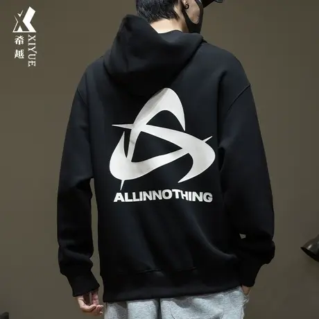 希越美式连帽卫衣男冬季ins潮宽松大码男士外套380g重磅休闲帽衫商品大图