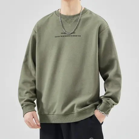 春天男装痞帅印花套头打底衫春秋款男士重磅长袖上衣春季圆领卫衣商品大图