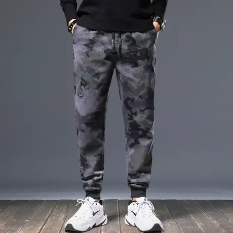 冬季男裤子迷彩裤男特种兵工装休闲长裤男士宽松紧抽绳束脚秋冬款图片
