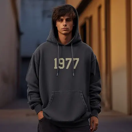 港风大码连帽美式重磅复古胖子男装潮流宽松做旧卫衣加绒春秋冬款图片